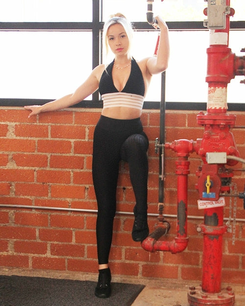 Black & White Workout Bentley Set: Leggings & Sports Bra