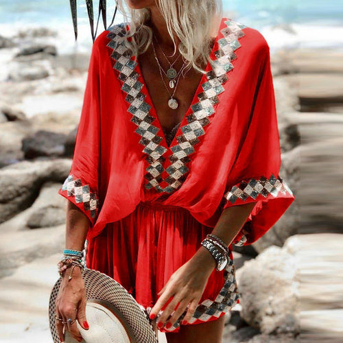 Boho Half Flared Sleeve Jumpsuit Romper