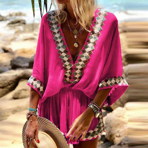 Boho Half Flared Sleeve Jumpsuit Romper