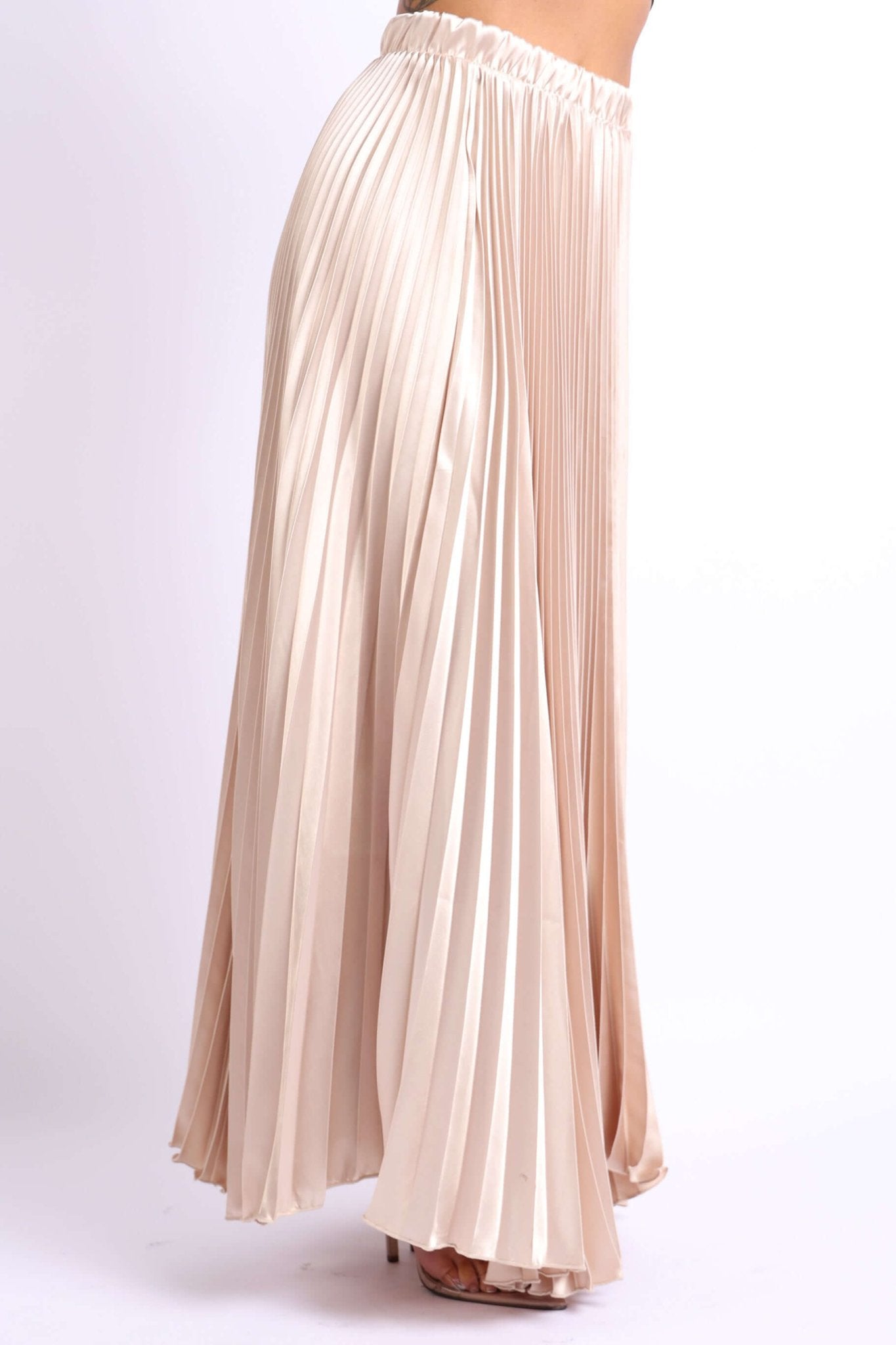 Be Extra Elegant High Waist Pleated Maxi Skirt (Taupe) - BeExtra! Apparel & More