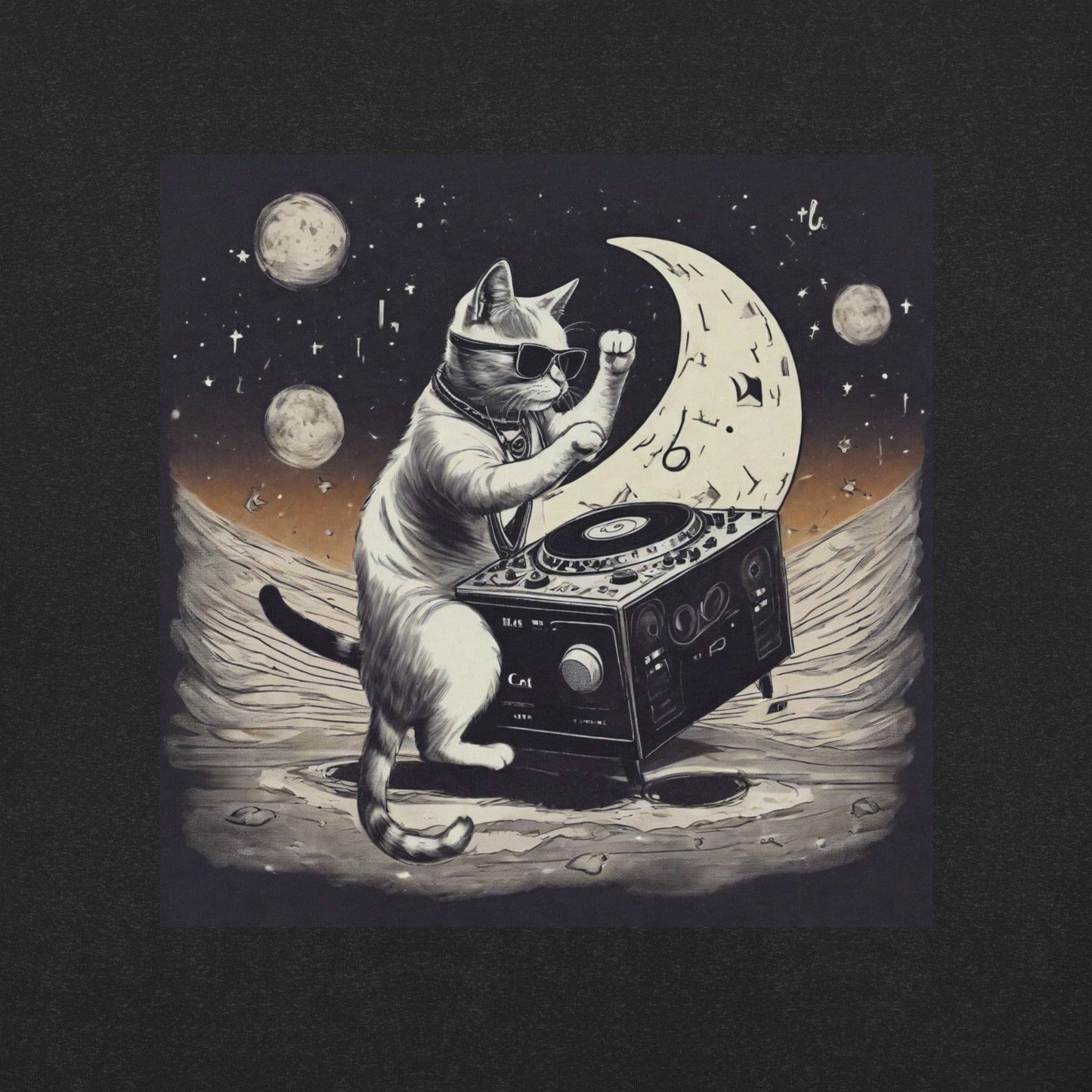 Moon DJ Cat Unisex t-shirt