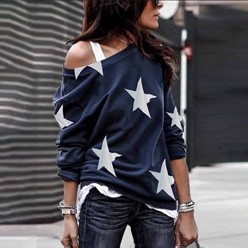 Off shoulder shop star sweater