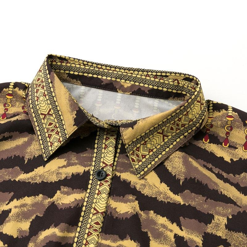Animal Print Button Up Women's Long Sleeve Dress - BeExtra! Apparel & More