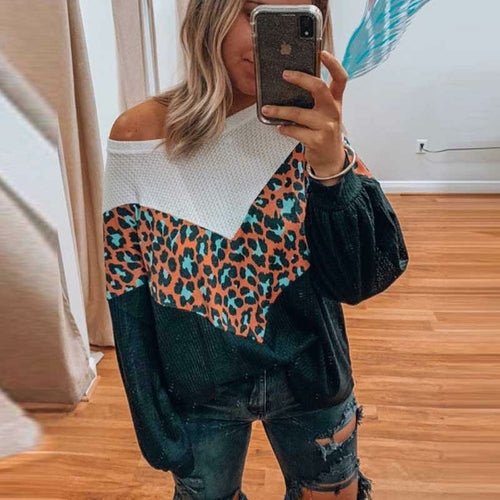 Autumn Leopard Print Patchwork Sweater - BeExtra! Apparel & More