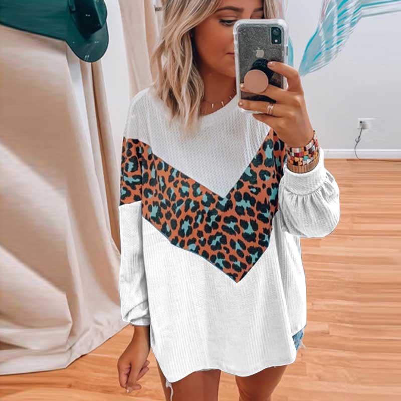 Autumn Leopard Print Patchwork Sweater - BeExtra! Apparel & More