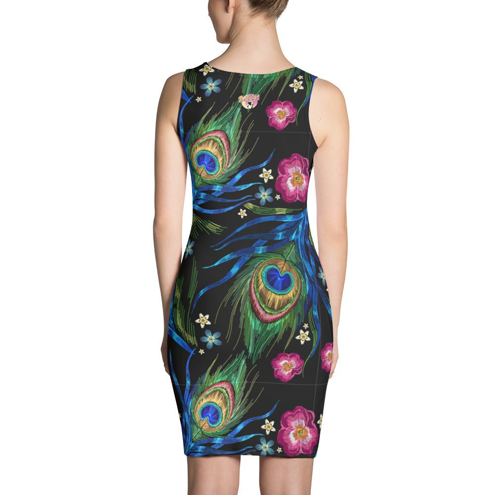 Be Extra! Peacock Print Fitted Dress - BeExtra! Apparel & More