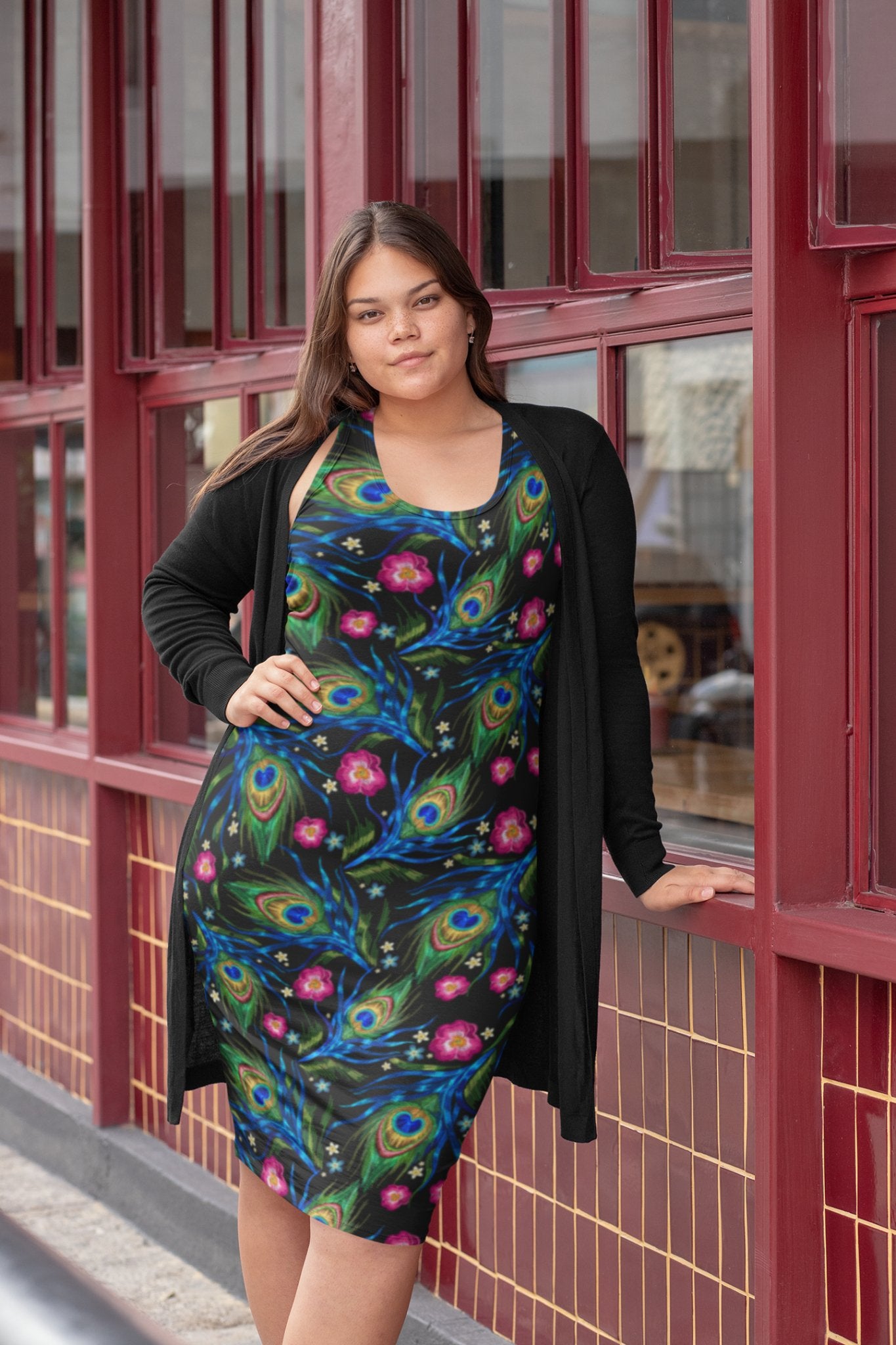 Be Extra! Peacock Print Fitted Dress - BeExtra! Apparel & More