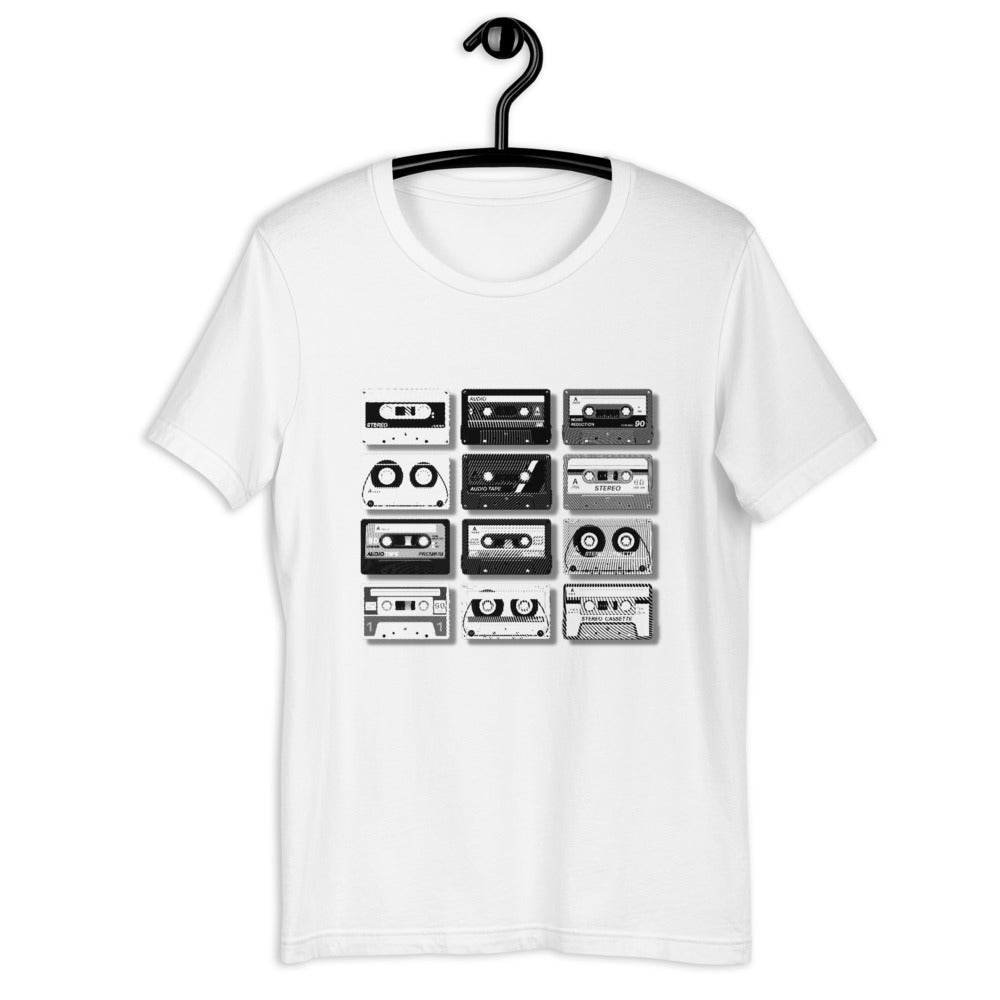 Be Extra! Retro Black and White Cassettes Unisex T-Shirt - BeExtra! Apparel & More
