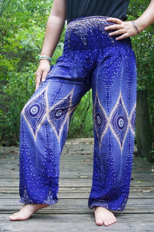 Blue Peacock Eye Women's Boho Pants - BeExtra! Apparel & More