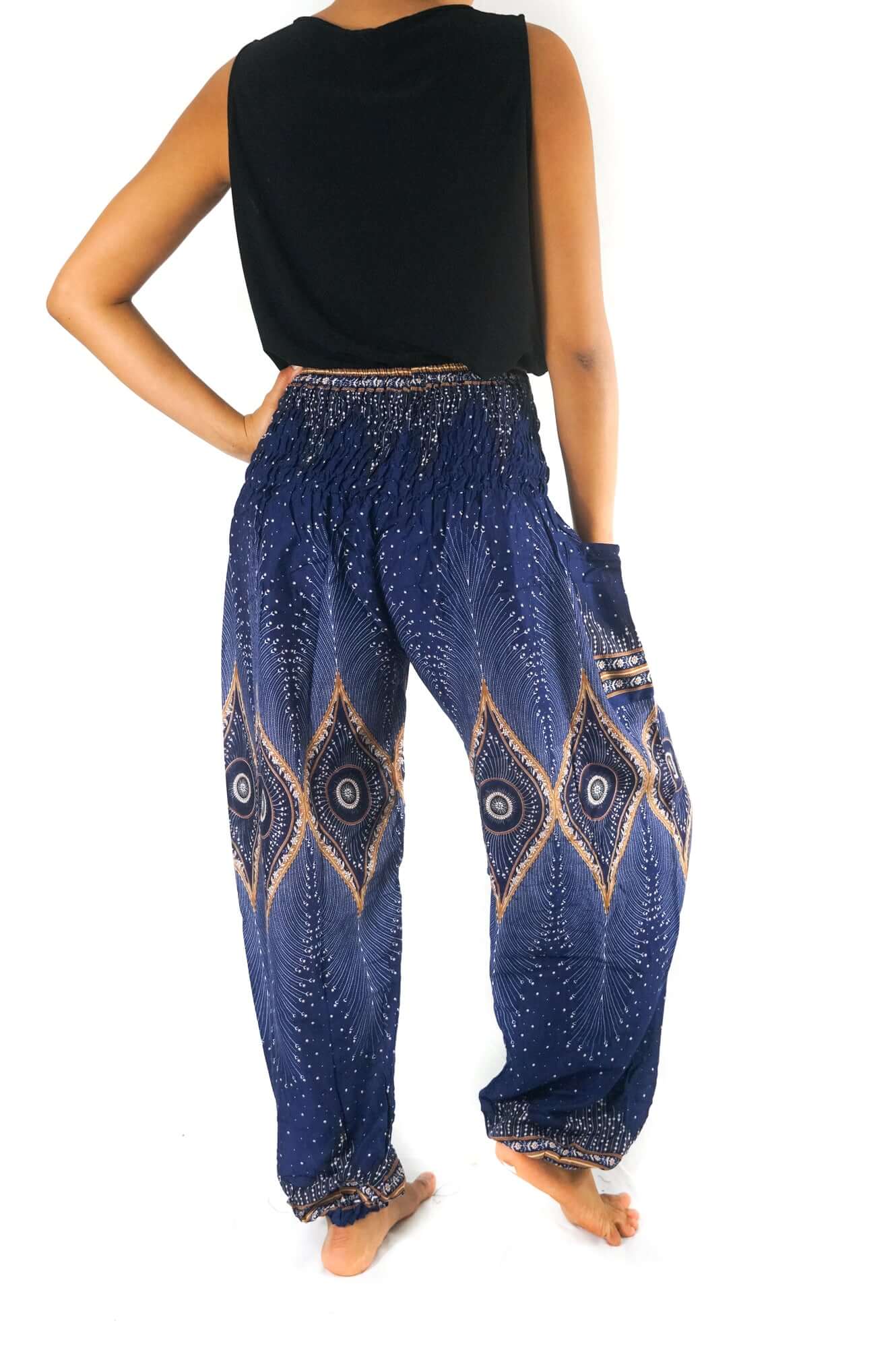 Blue Peacock Eye Women's Boho Pants - BeExtra! Apparel & More