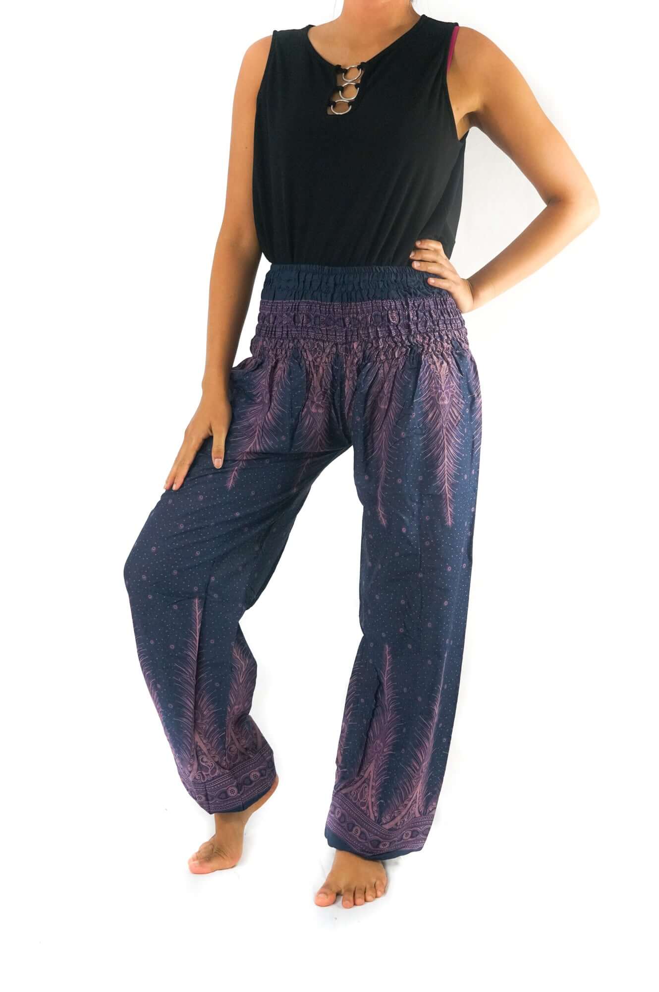 Blue Peacock Womens Boho Harem Pants - BeExtra! Apparel & More
