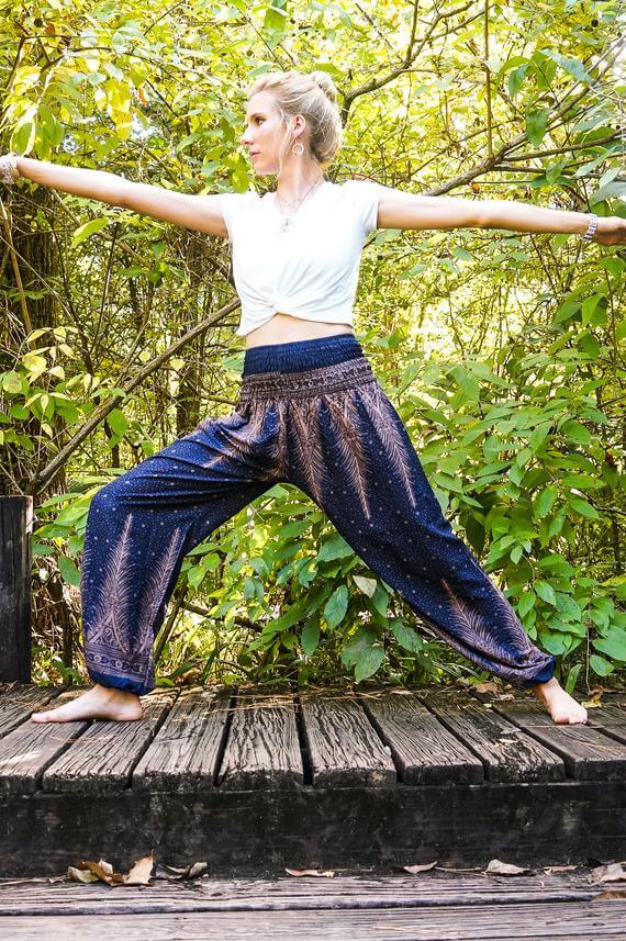 Blue Peacock Womens Boho Harem Pants - BeExtra! Apparel & More