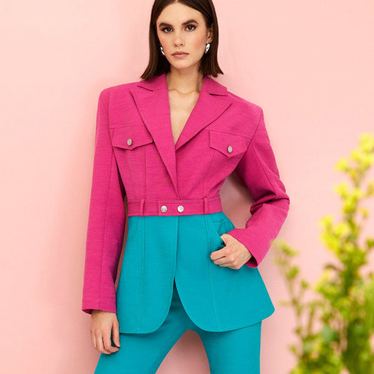 Color Block Double Breasted Jacket - BeExtra! Apparel & More