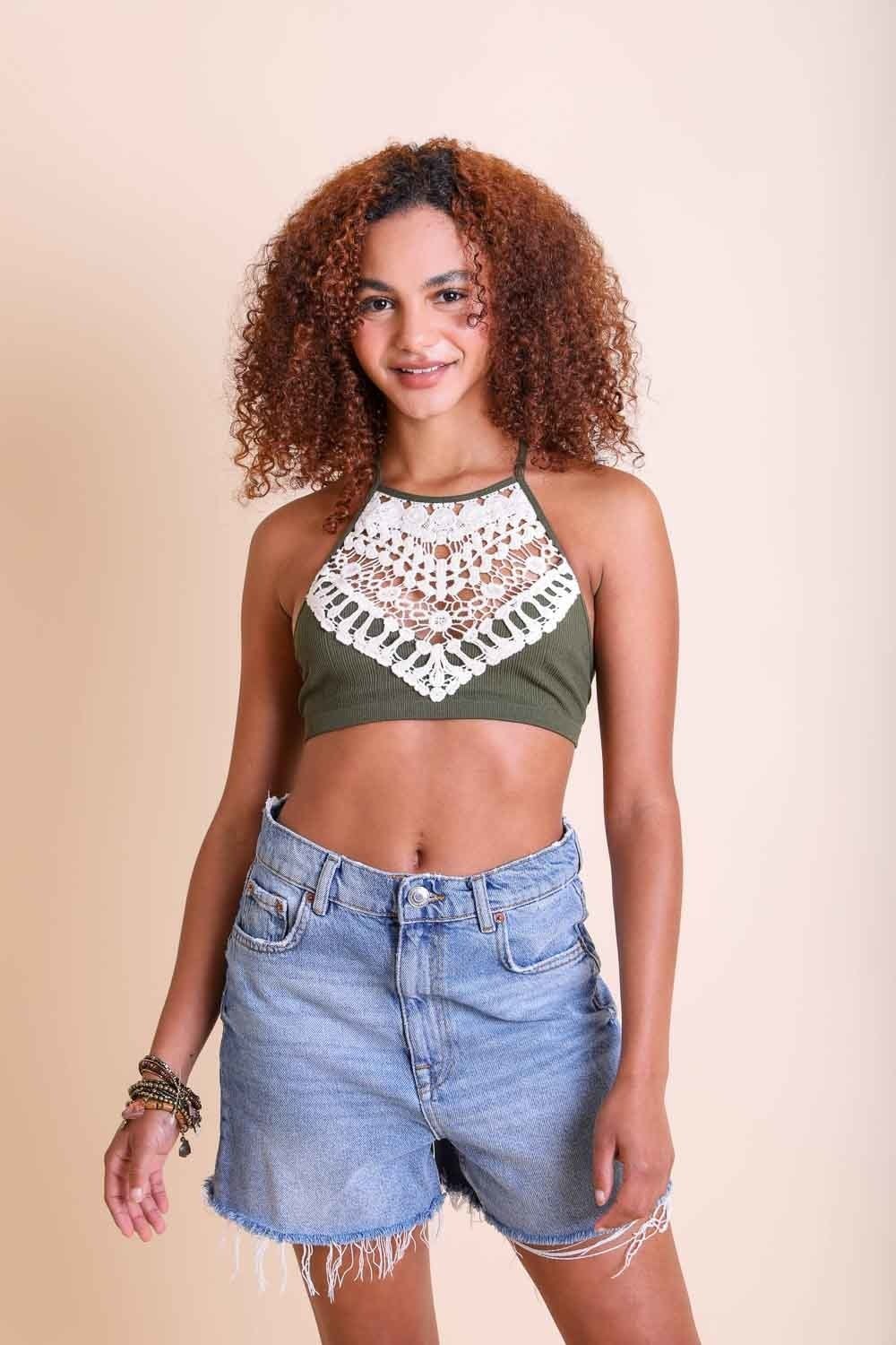 Crochet Lace High Neck Bralette - BeExtra! Apparel & More