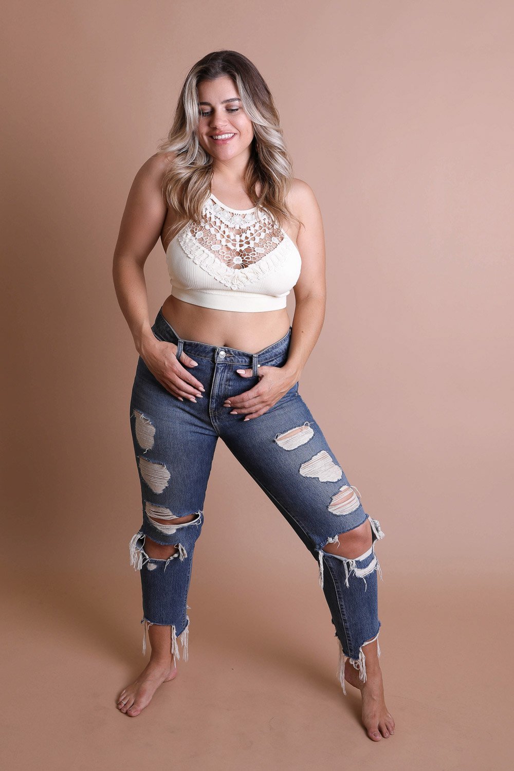 Crochet Lace High Neck Bralette - BeExtra! Apparel & More