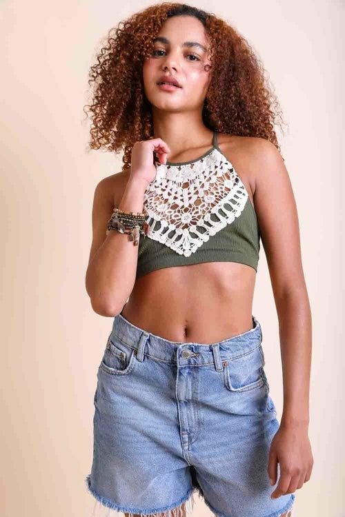 Crochet Lace High Neck Bralette - BeExtra! Apparel & More