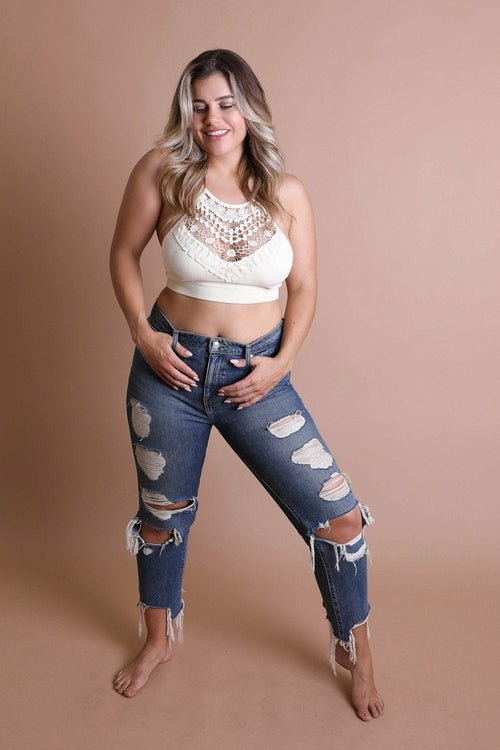Crochet Lace High Neck Bralette - BeExtra! Apparel & More