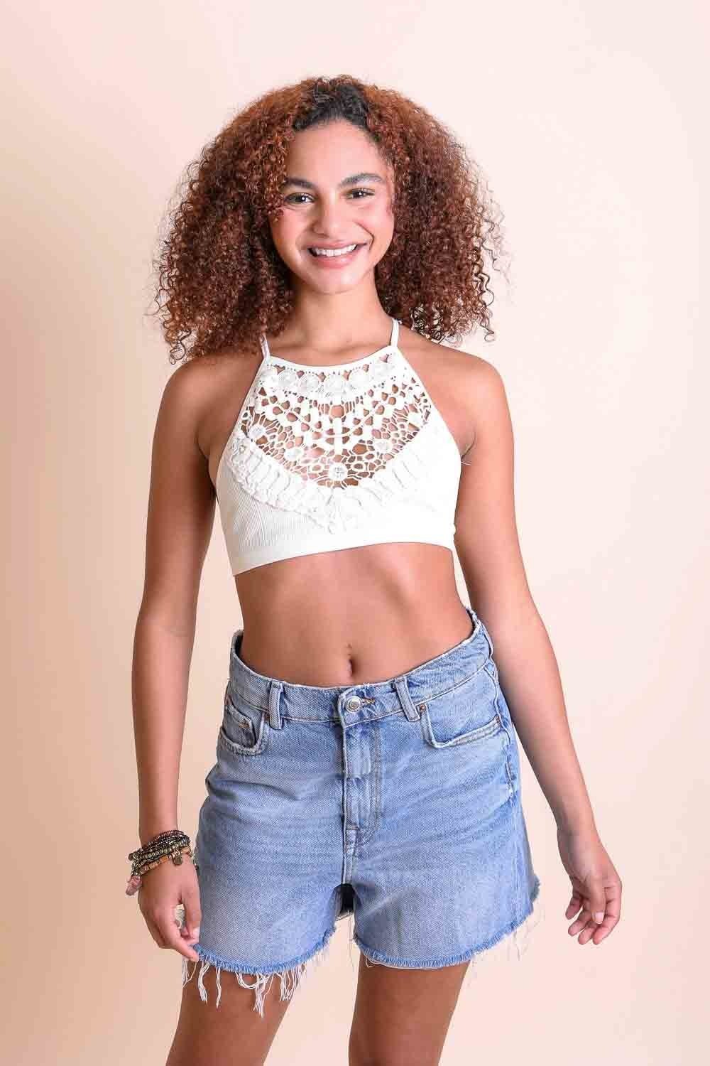 Crochet Lace High Neck Bralette - BeExtra! Apparel & More