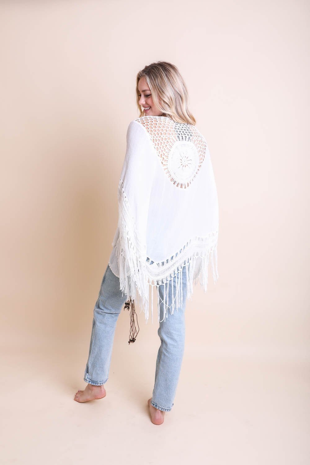 Crochet Medallion Tassel Kimono - BeExtra! Apparel & More