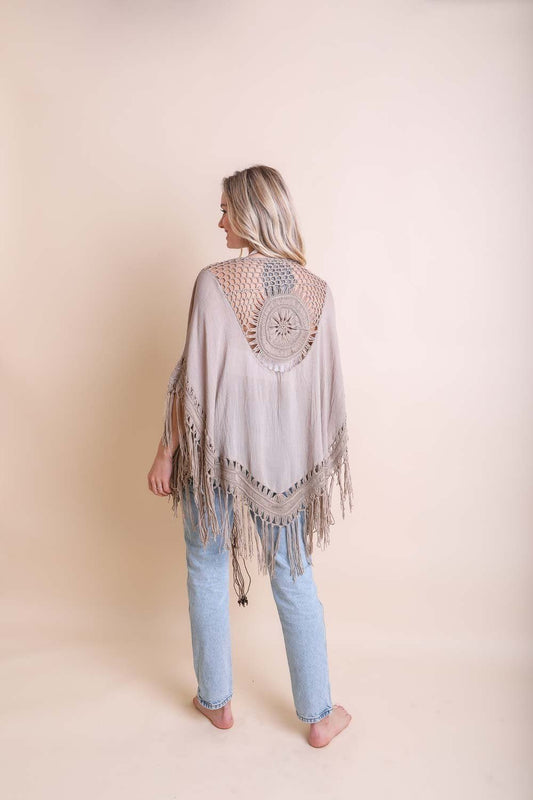 Crochet Medallion Tassel Kimono - BeExtra! Apparel & More