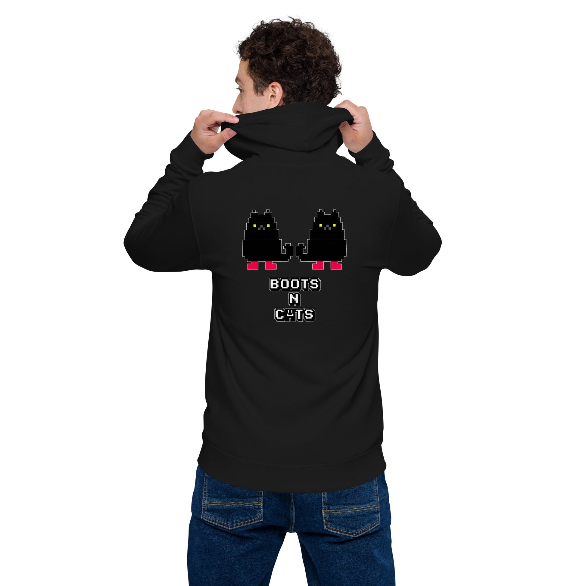 Doca Records Boots and Cats Unisex Zip-up Hoodie - BeExtra! Apparel & More