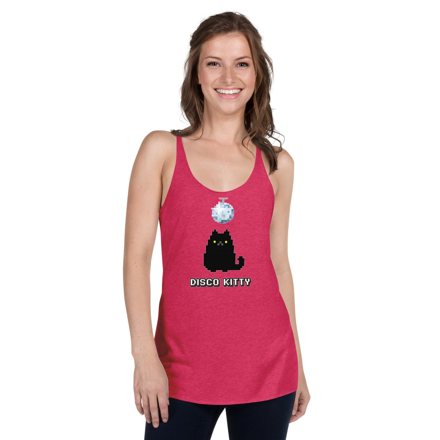 Doca Records Disco Kitty Women's Racerback Tank - BeExtra! Apparel & More