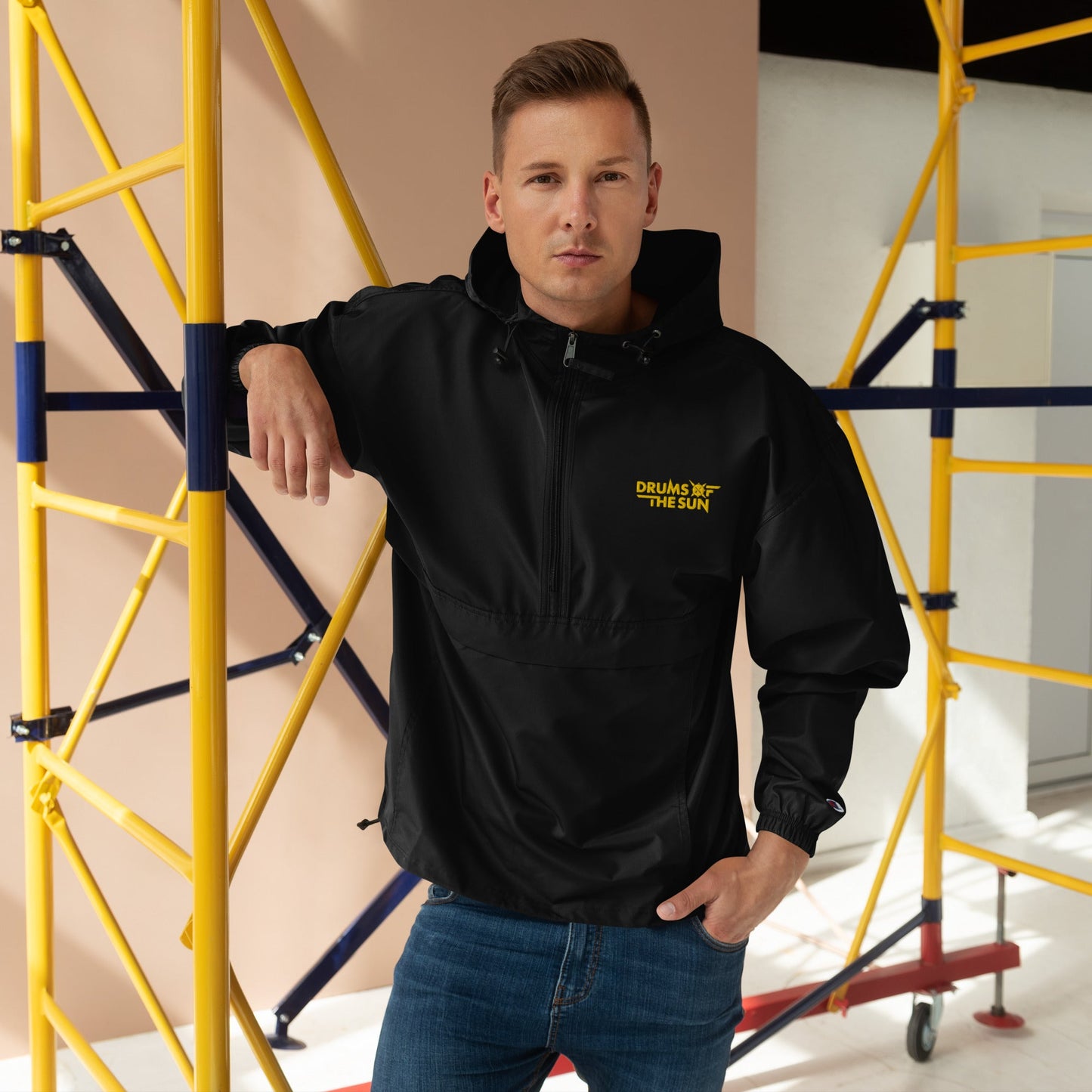 Drums of the Sun Embroidered Champion Packable Jacket - BeExtra! Apparel & More