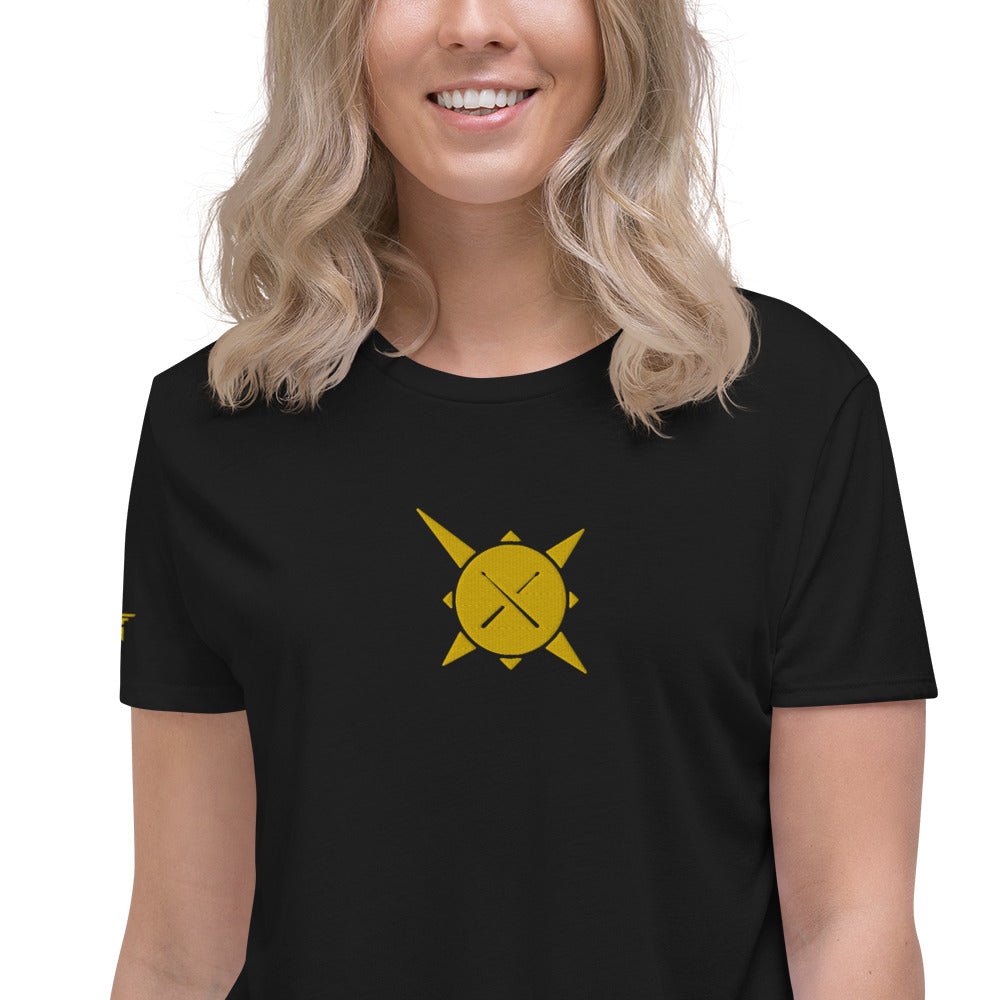 Drums of the Sun Embroidered Crop Tee - BeExtra! Apparel & More