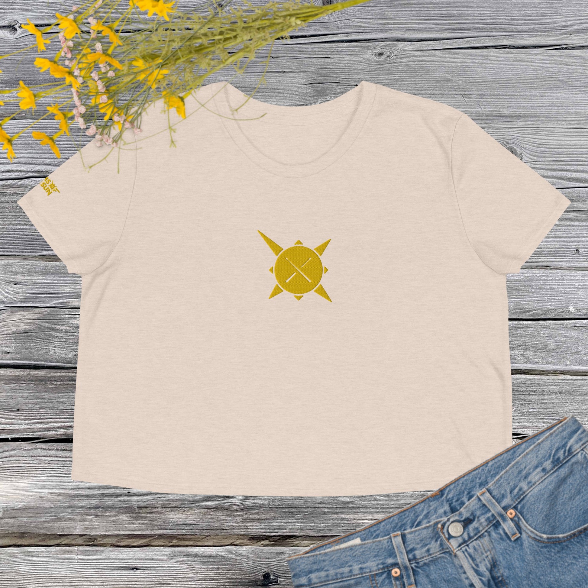 Drums of the Sun Embroidered Crop Tee - BeExtra! Apparel & More