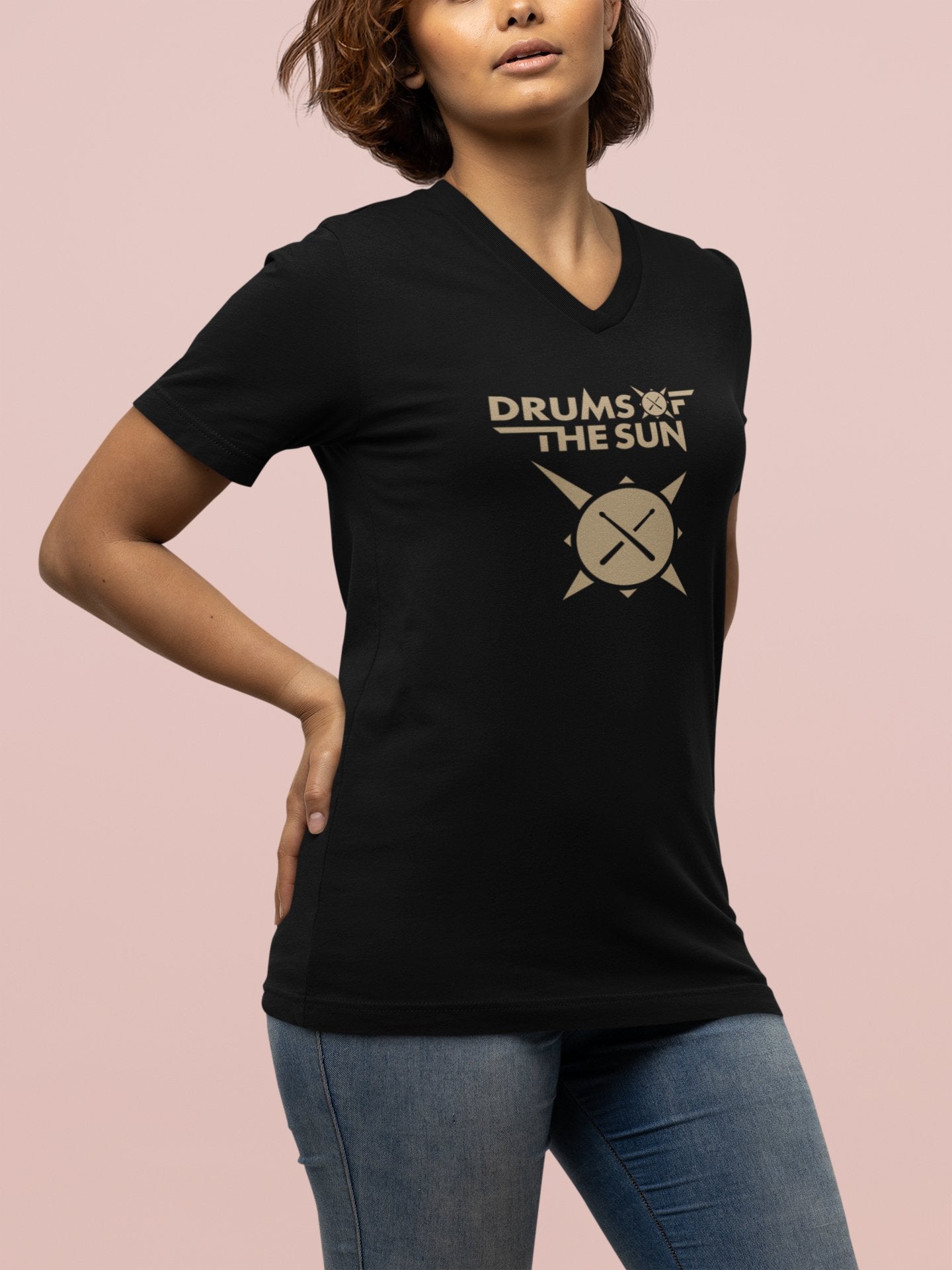 Drums of the Sun Unisex Short Sleeve V-Neck T-Shirt - BeExtra! Apparel & More