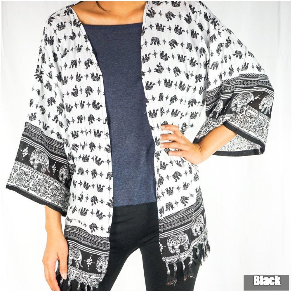 Elephant Tribal Boho Kimono Cover Up - BeExtra! Apparel & More