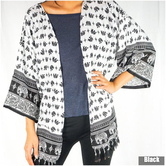 Elephant Tribal Boho Kimono Cover Up - BeExtra! Apparel & More