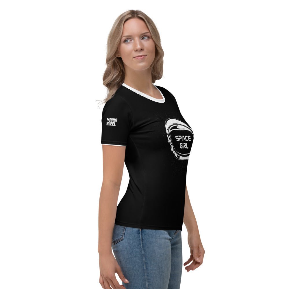 Farris Wheel Black Space Girl Women's T-shirt - BeExtra! Apparel & More