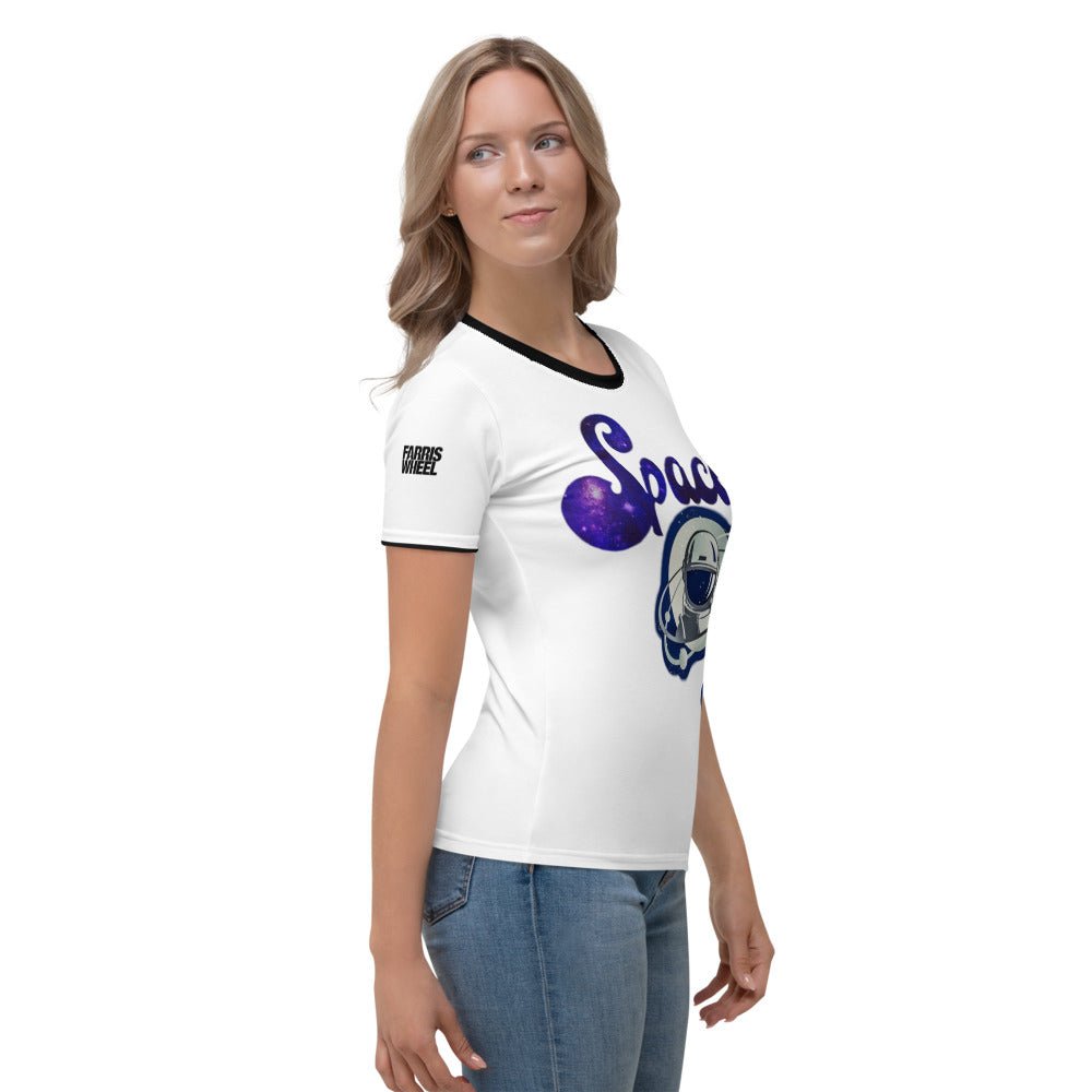 Farris Wheel Space Girl White Women's T-shirt - BeExtra! Apparel & More