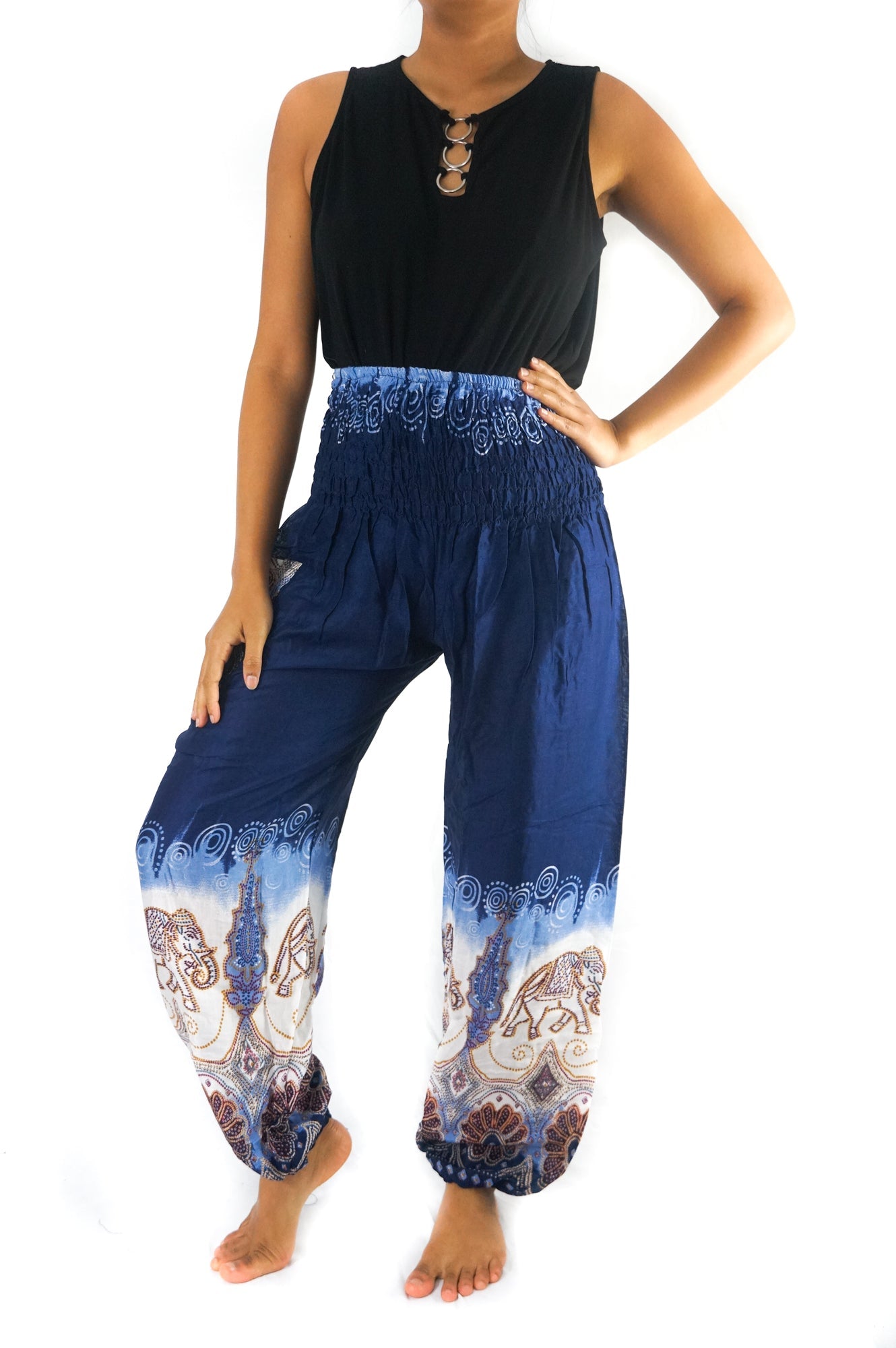 Handmade Blue Elephant Boho Pants - BeExtra! Apparel & More