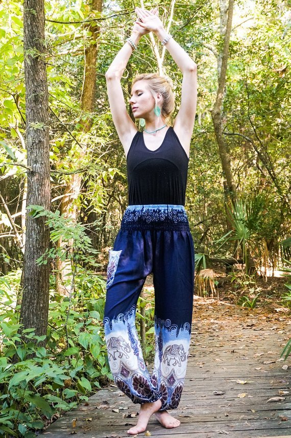 Handmade Blue Elephant Boho Pants - BeExtra! Apparel & More
