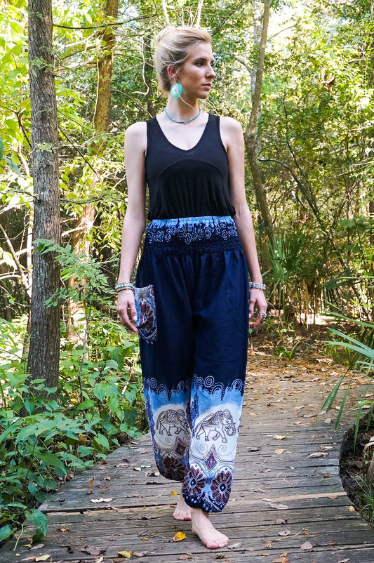 Handmade Blue Elephant Boho Pants - BeExtra! Apparel & More