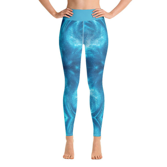 High Waist Blue Waives Yoga Leggings - BeExtra! Apparel & More