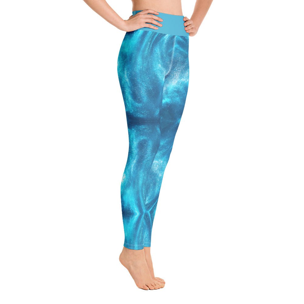 High Waist Blue Waives Yoga Leggings - BeExtra! Apparel & More