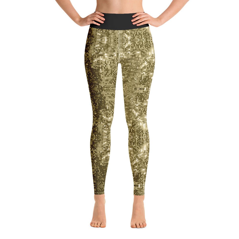 High Waist Leggings with Sequin Gold Print - BeExtra! Apparel & More