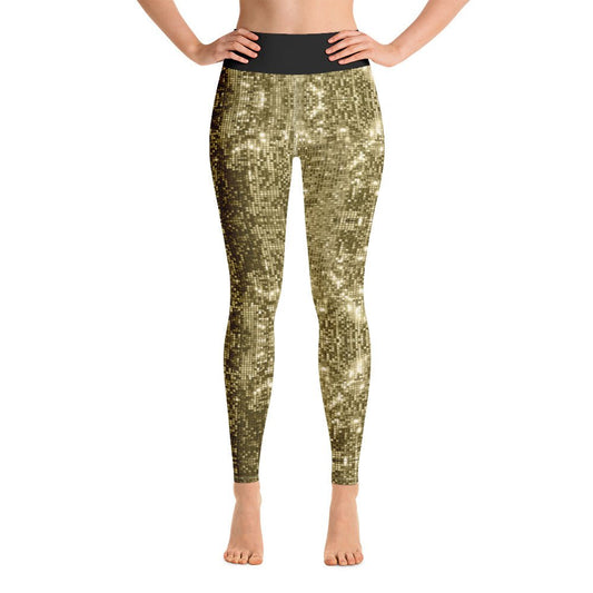 High Waist Leggings with Sequin Gold Print - BeExtra! Apparel & More