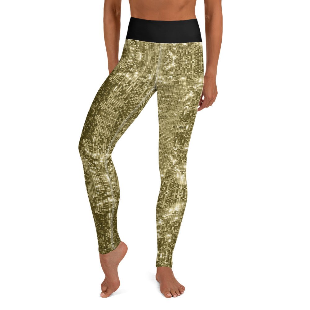 High Waist Leggings with Sequin Gold Print - BeExtra! Apparel & More