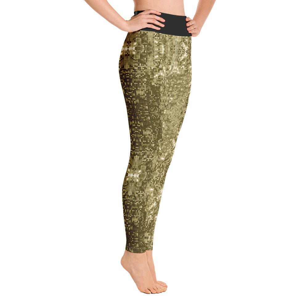 High Waist Leggings with Sequin Gold Print - BeExtra! Apparel & More