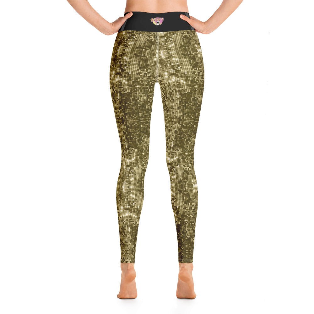 High Waist Leggings with Sequin Gold Print - BeExtra! Apparel & More