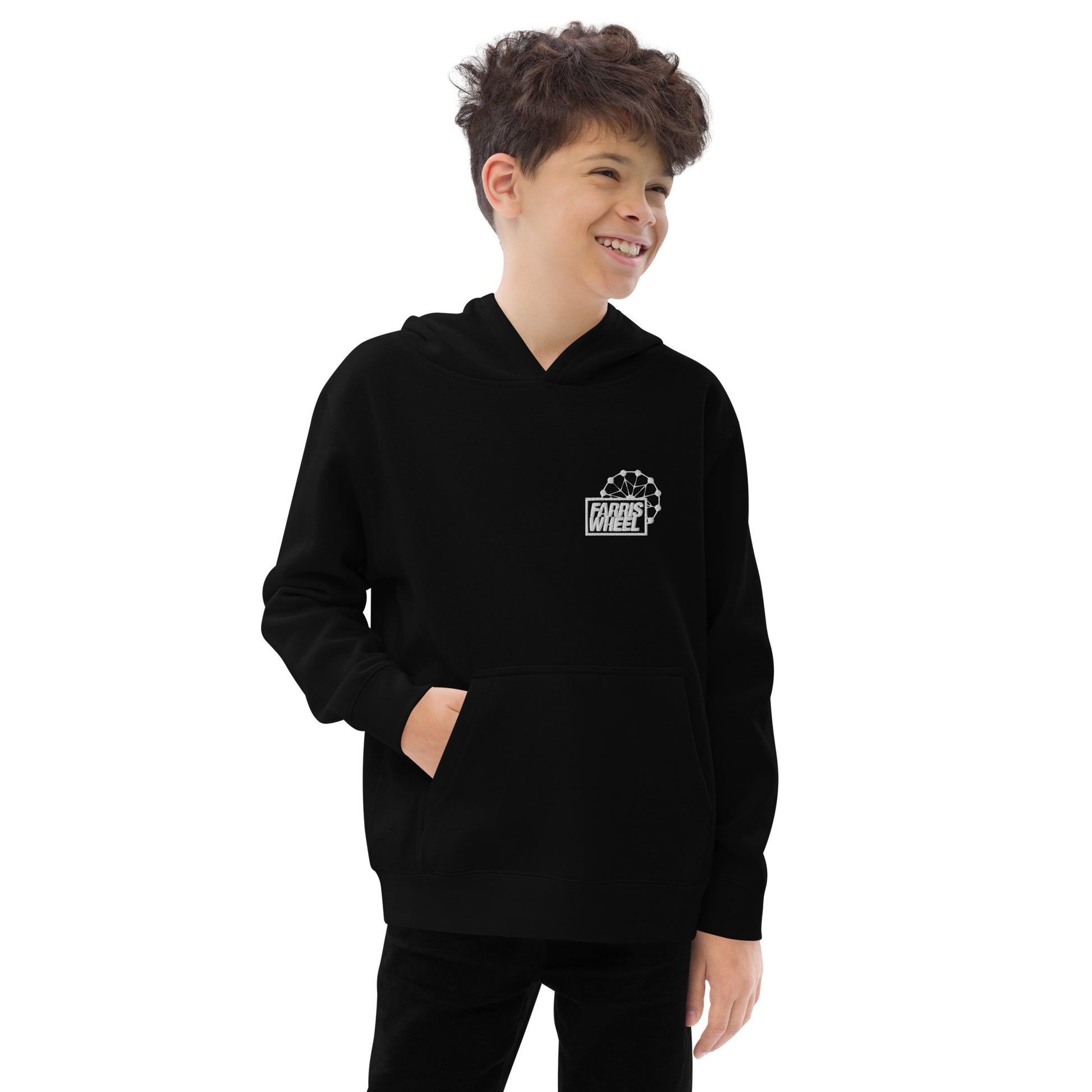 Farris Wheel Classic Black Embroidered Kids Hoodie - BeExtra! Apparel & More