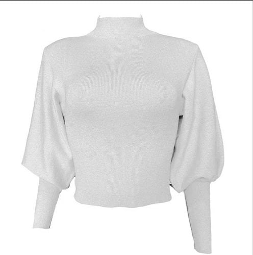 Knitted High Collar Sweater with Loose Sleeves - BeExtra! Apparel & More
