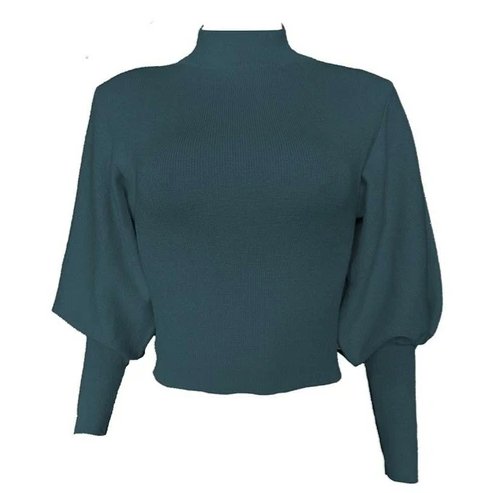 Knitted High Collar Sweater with Loose Sleeves - BeExtra! Apparel & More