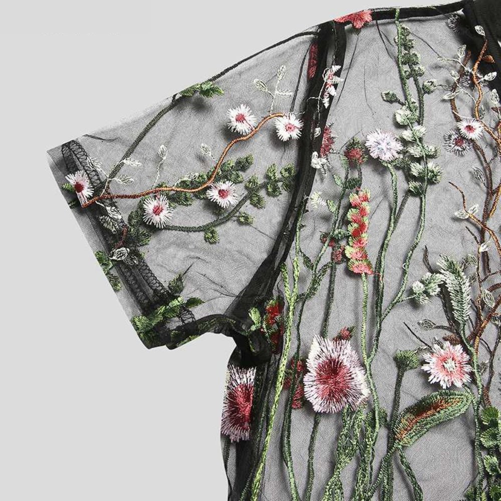 Men's Mesh Button-up Embroidered Shirt - BeExtra! Apparel & More