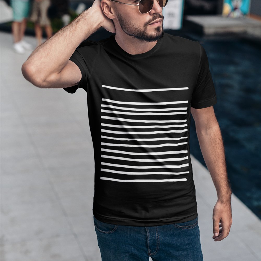 Mens T-Shirt With Black Lines - BeExtra! Apparel & More