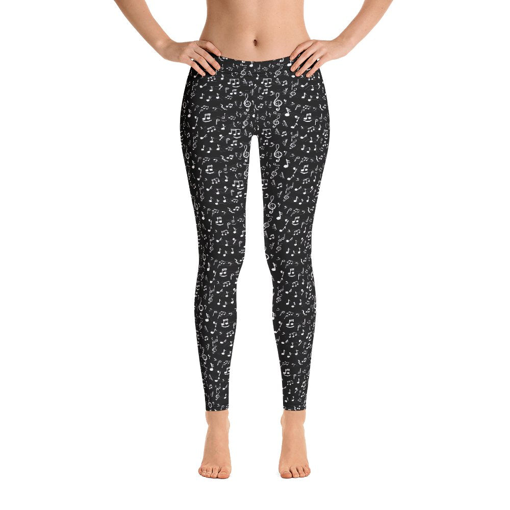 Music Notes Leggings Black - BeExtra! Apparel & More